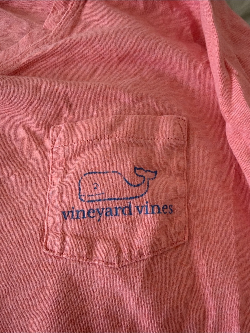 Vineyard Vines Coral Pink Crewneck Tee with Logo Print - Picture 3 of 5